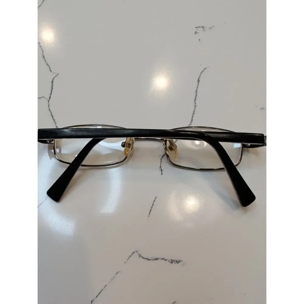 D’Amato Eyeglasses Frame Full Rim Rectangular Black Metal Optical Glasses Only